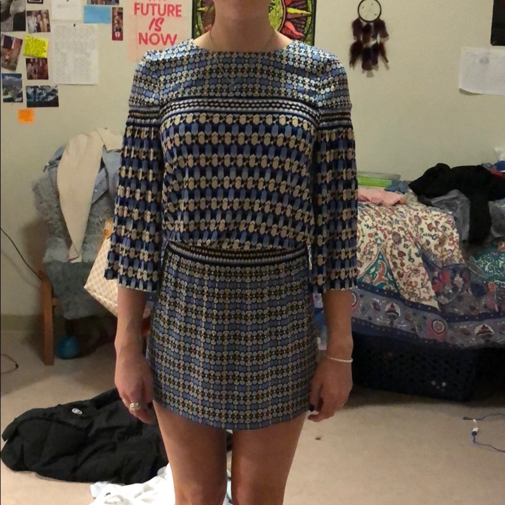 Blue patterned dress